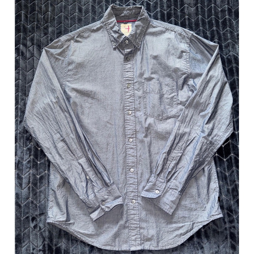 Relwen Men's Yarn Dyed Poplin Lightweight Shirt Gray Size Large